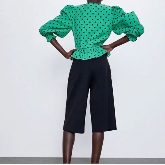 NWT ZARA Polka Dot Sleeveless Crop Top in Green size M - Picture 5 of 10